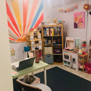 Children’s play therapy and counseling room at Sacred Harmony.